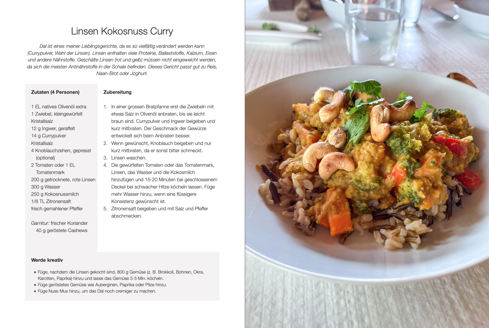 Linsen Kokosnuss Curry